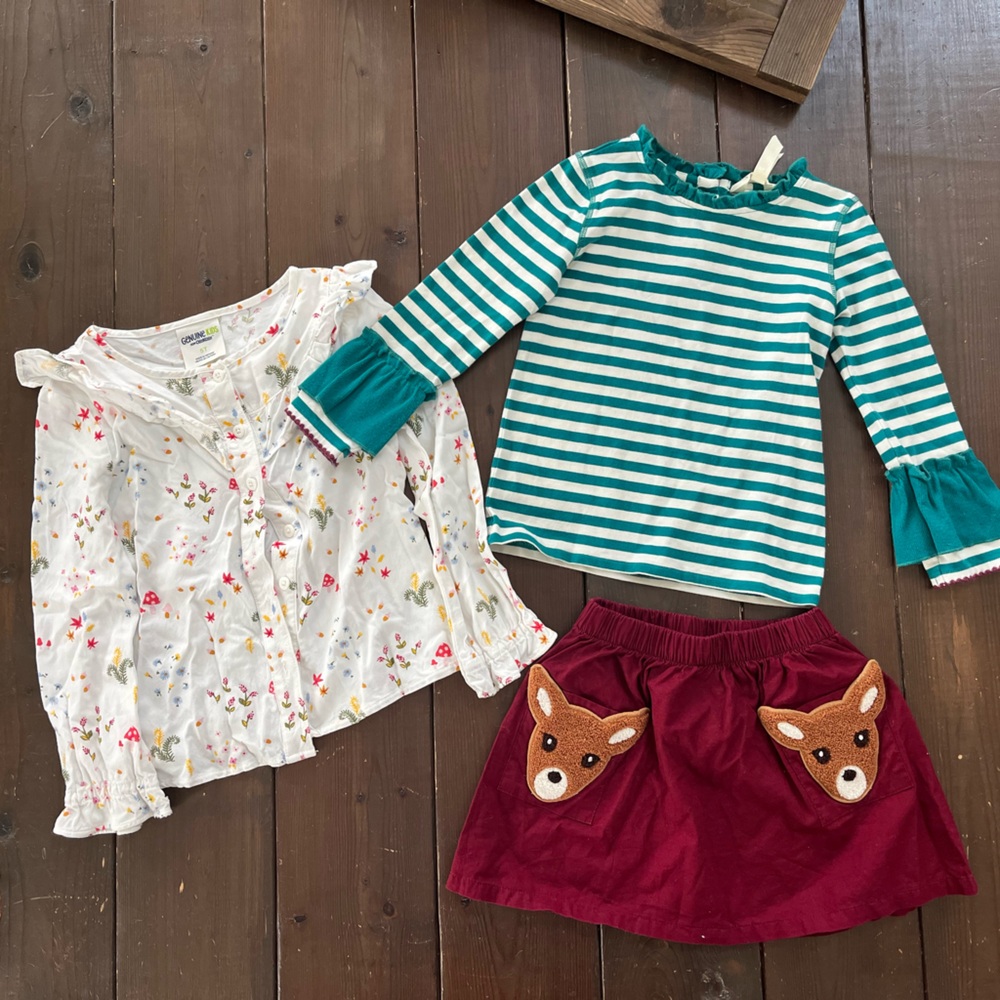 Size 4 Matilda Jane Moments with You Perfect Produce top Osh Kosh bundle set